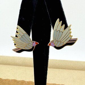 Vintage Rare LAUREL BURCH Earrings Celeste Birds For Pierced Ears